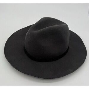 Tart Gray Wool Wide Brim Fedora Hat One Size Rancher Boho Classic Minimalist